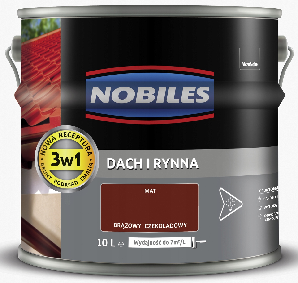 Nobiles Střešní a okapová Barva pro pozinkované pozink střechy 10L Hnědá