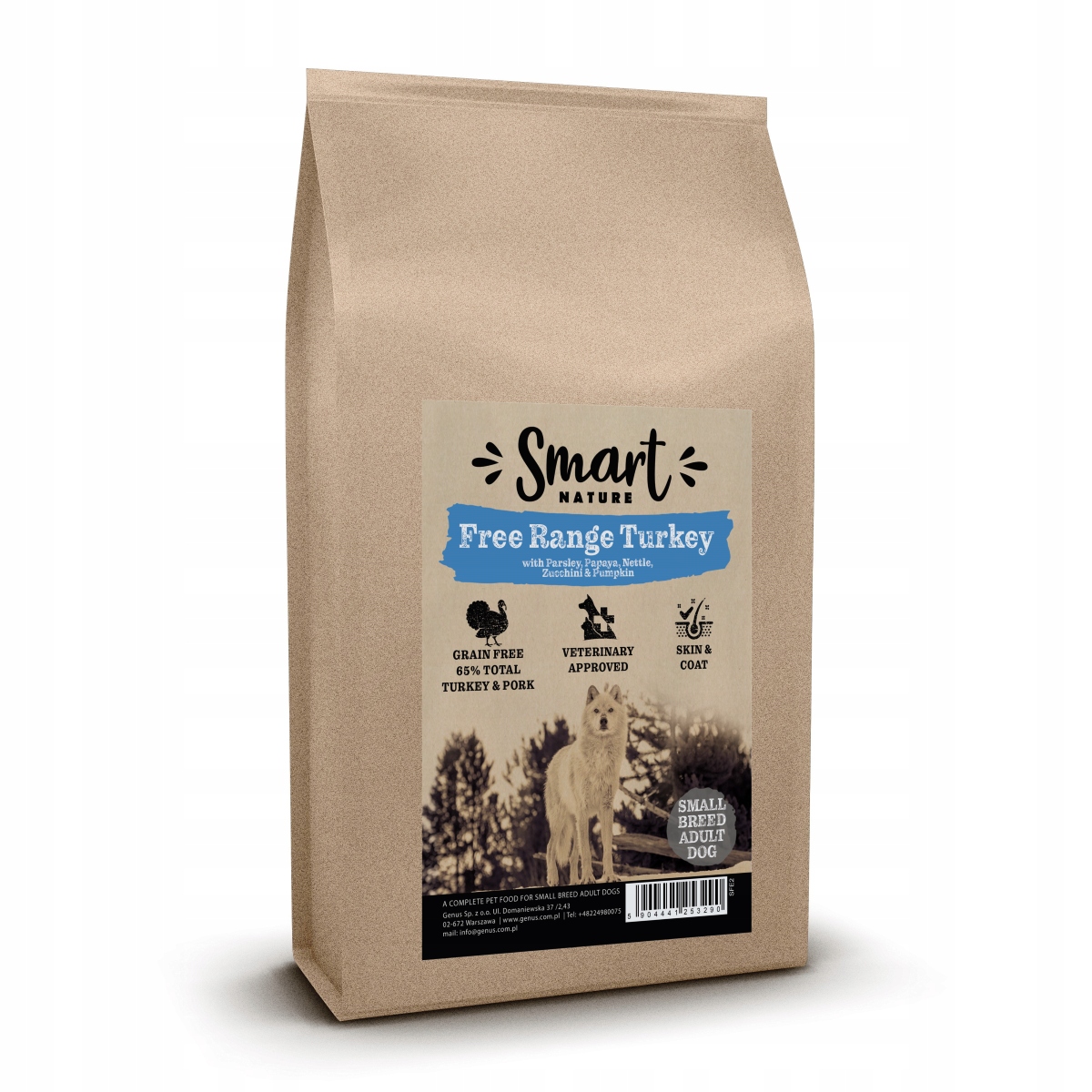 Levně Smart Nature Dog Small Free Range Turkey 2kg bez obilovin, 65% masa, krůta s v