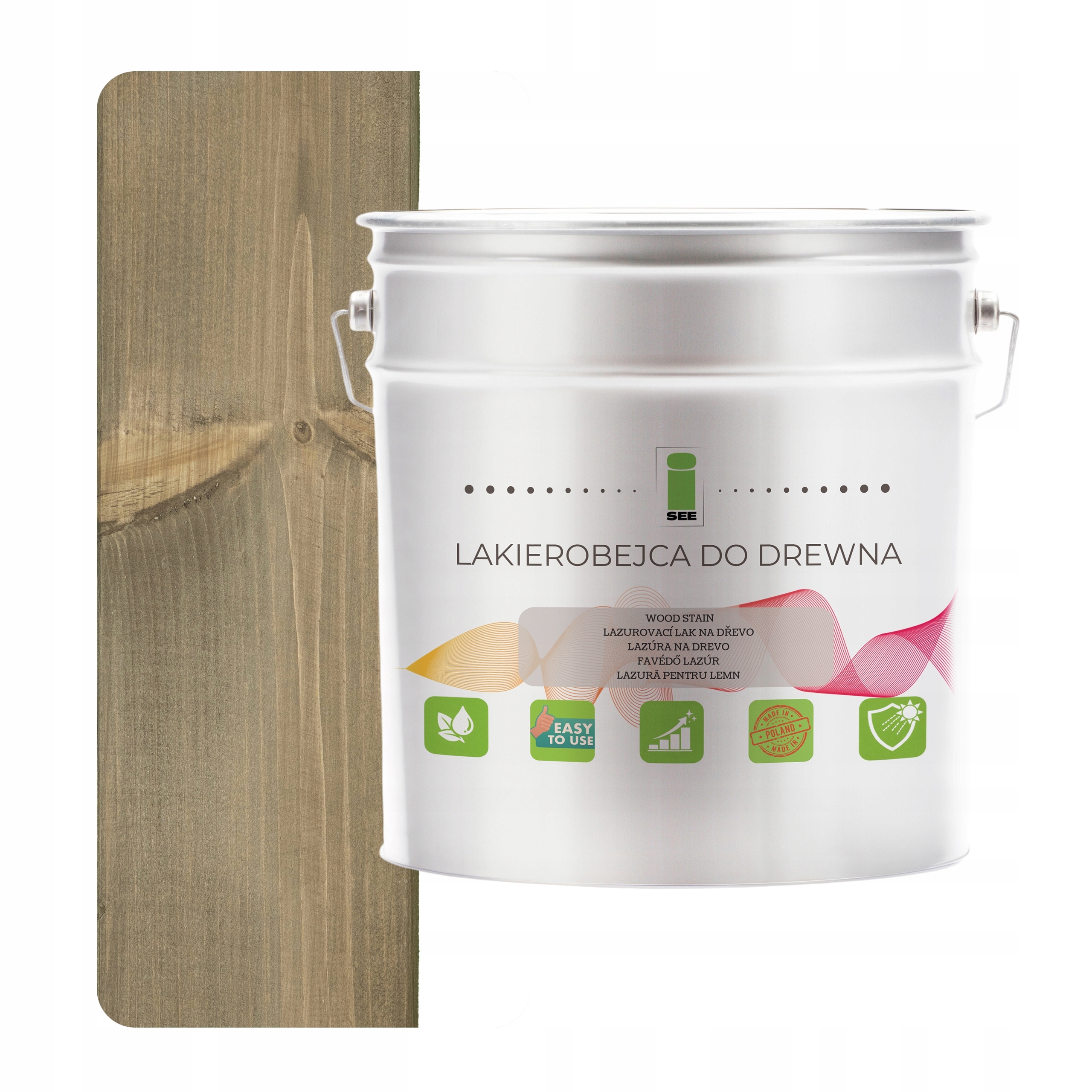 Lak na dřevo šedý hydrofobní bez zápachu, polomatný, 3v1 5L 7006