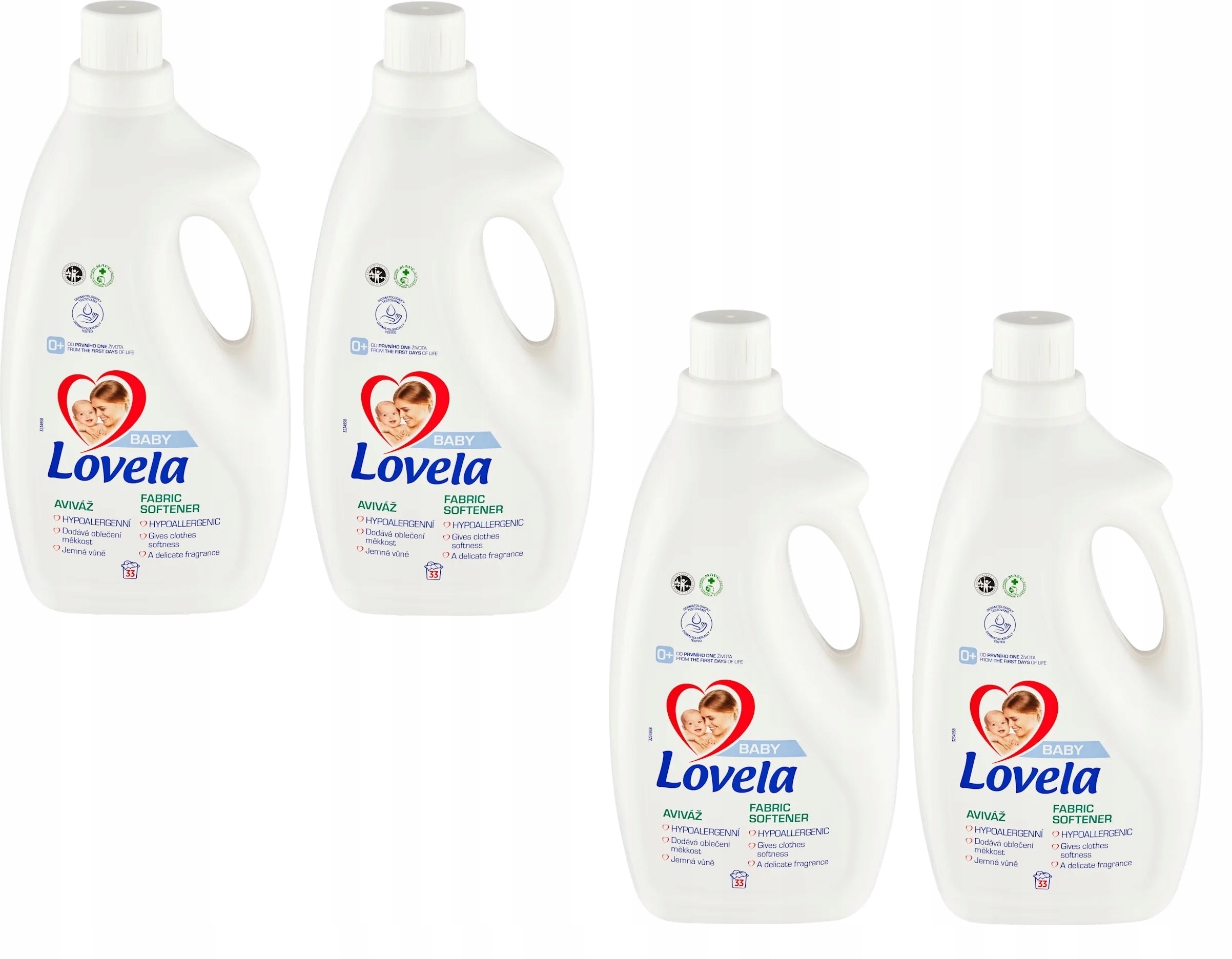 Levně 4x Tekutá aviváž Lovela Baby hypoalergenní 33 praní 2 l