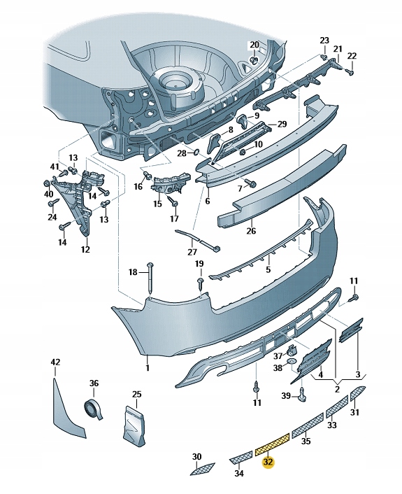 KRATKA SPOJLERA DOLNEGO AUDI A3 8P TYŁ Producent części Audi OE