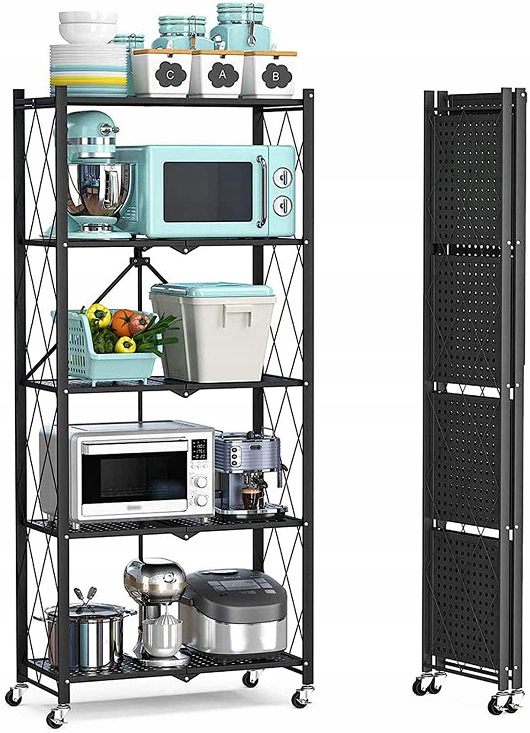 REGAŁ MAGAZYNOWY SKŁADANY NA KÓŁKACH 5 PÓŁEK LOFT