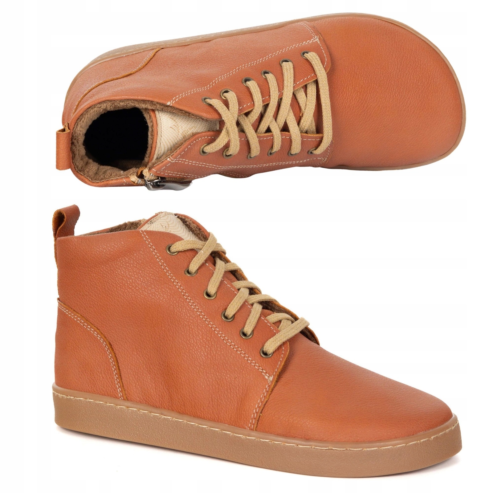 Dámské zimní barefoot kožené boty Z-B04 červené 42