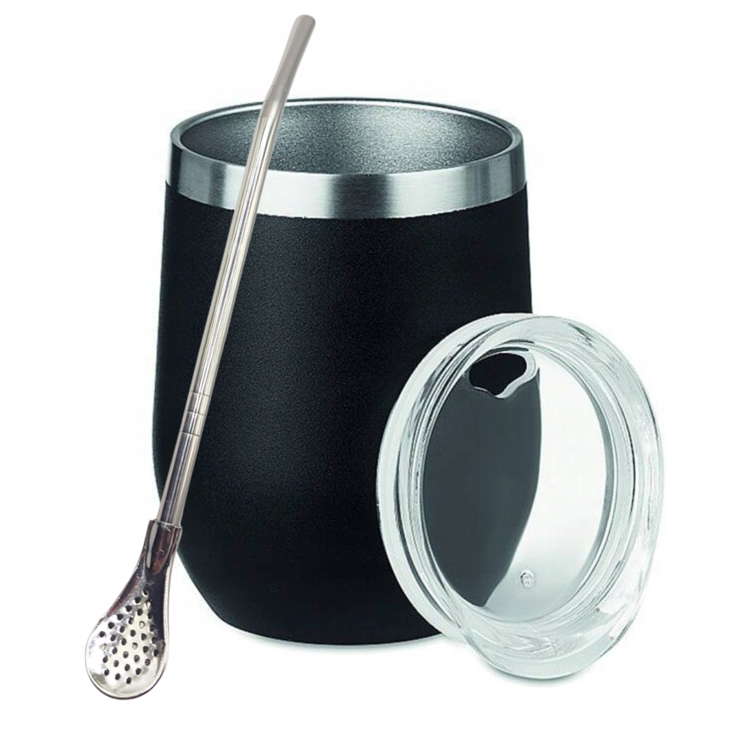 Matero sada pro Yerba Mate TermoLid Černá 350ml s víčkem Bombilla