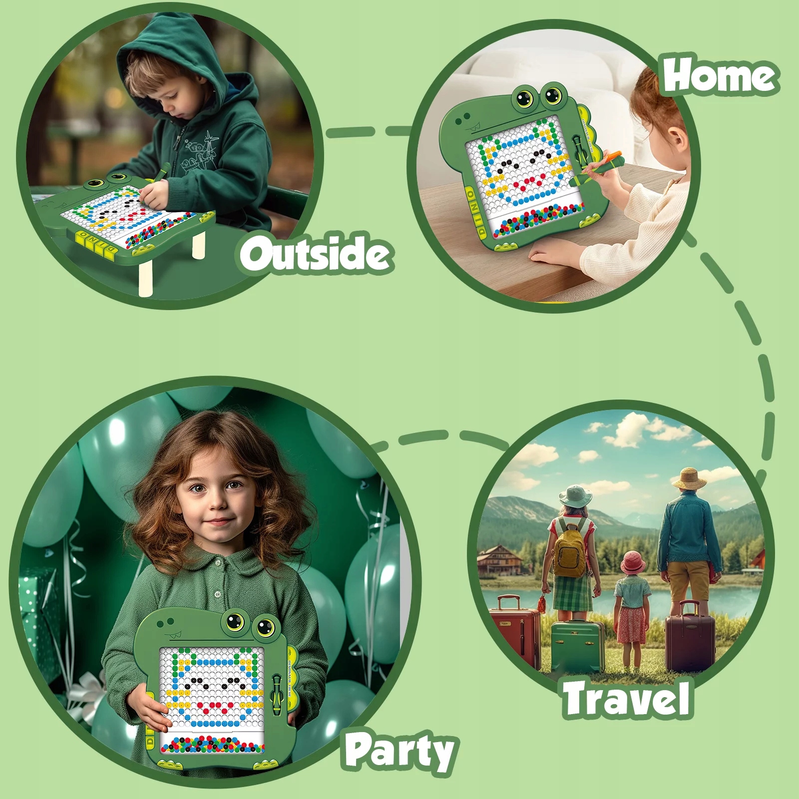 TABLICA MAGNETYCZNA KROPKI EDUKACYJNA DLA DZIECI MAGNETYCZNA DINO BOARD Materiał plastik