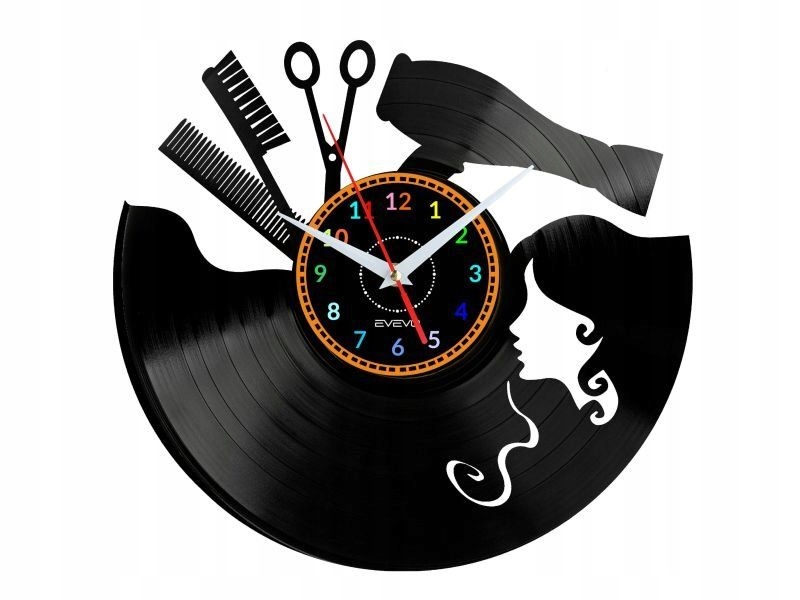 Kadeřnický Salon, Dekorativní Nástěnné Hodiny, Moderní Vinylová Deska