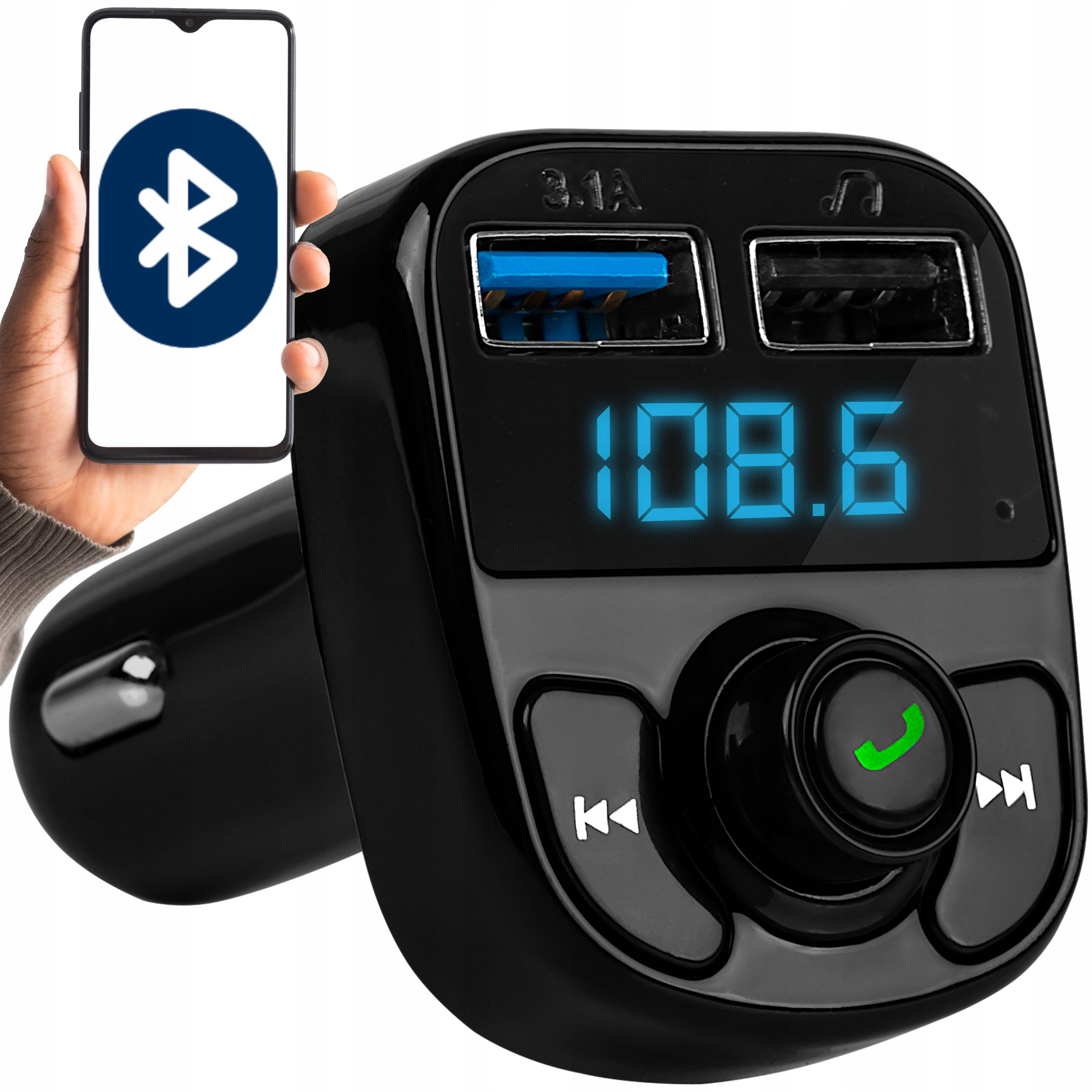 

Transmiter Fm Bluetooth MP3 Sd Ładowarka 2xUSB