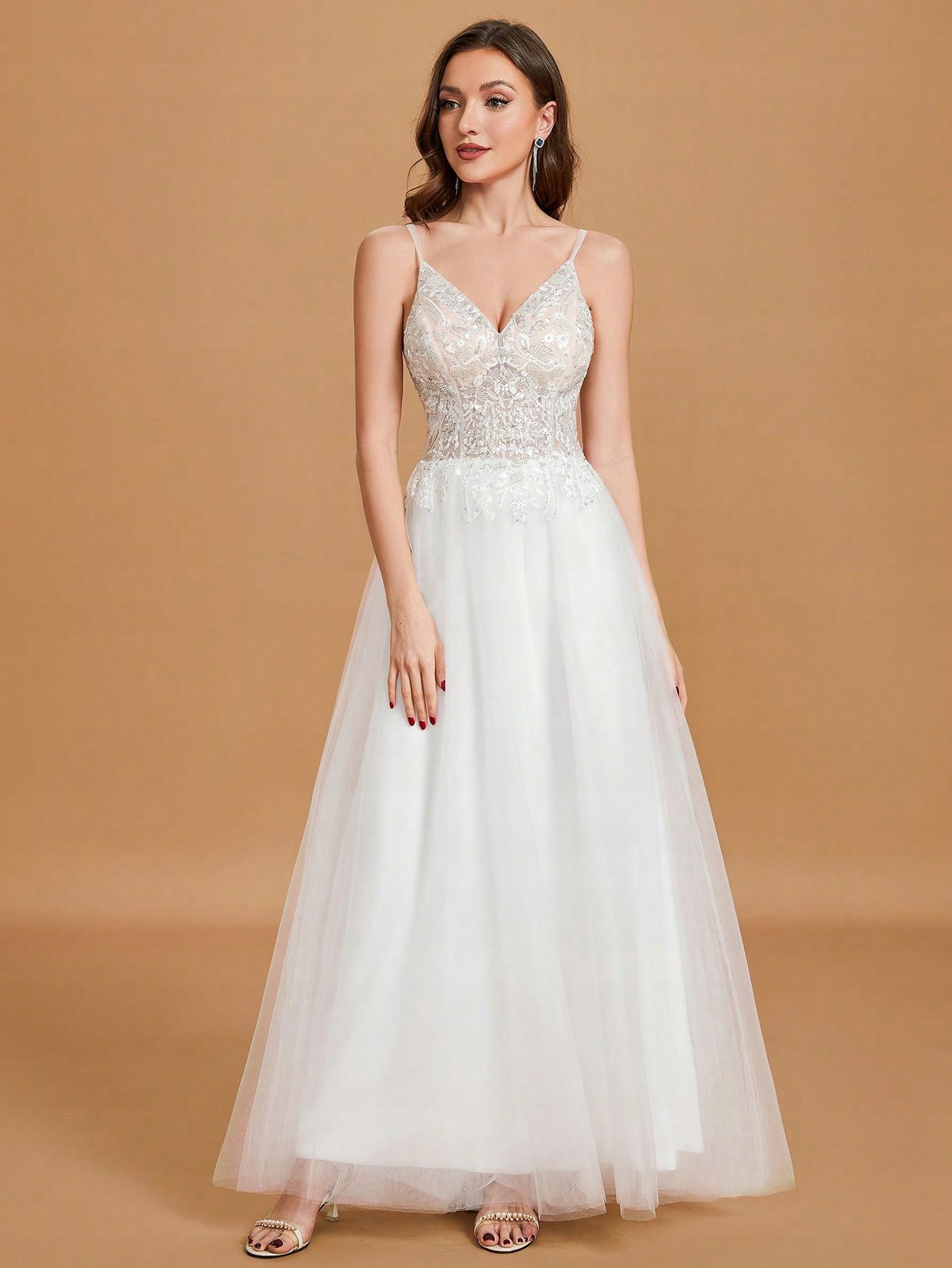 IC87113 Shein Krajková Svatební Šaty Flitry (10) 42