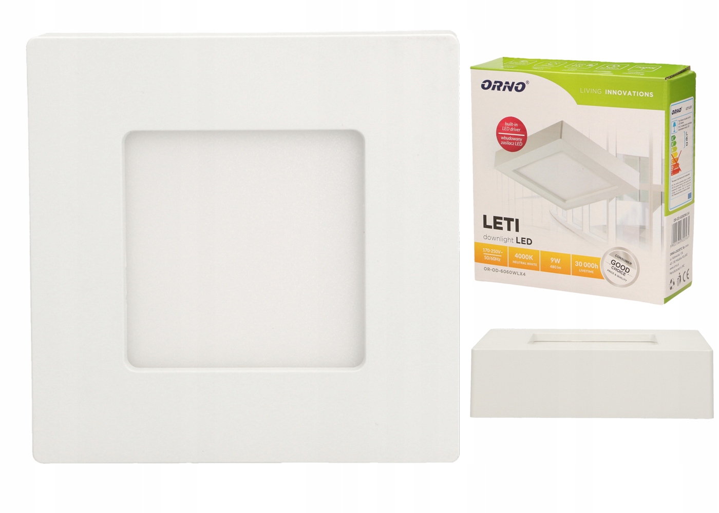 

Downlight Led lampa plafon 4000K Nw 9W 480LM Orno