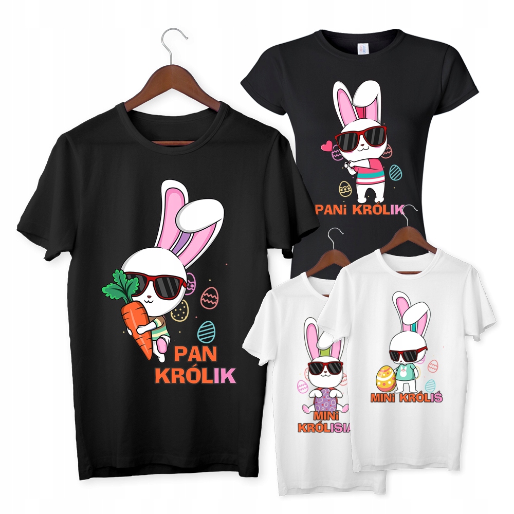 

4 Koszulki Wielkanoc Zestaw Królika Premium