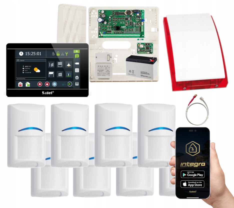 System Alarmowy Satel Integra 32 8 Czujek Bosch Gsm Lte Sms Clip Push App