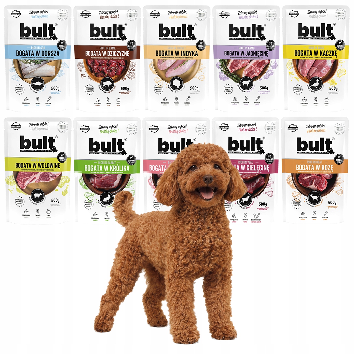 Bult vlhké krmivo pro psy Mix Chutí, sáček 10x500 g