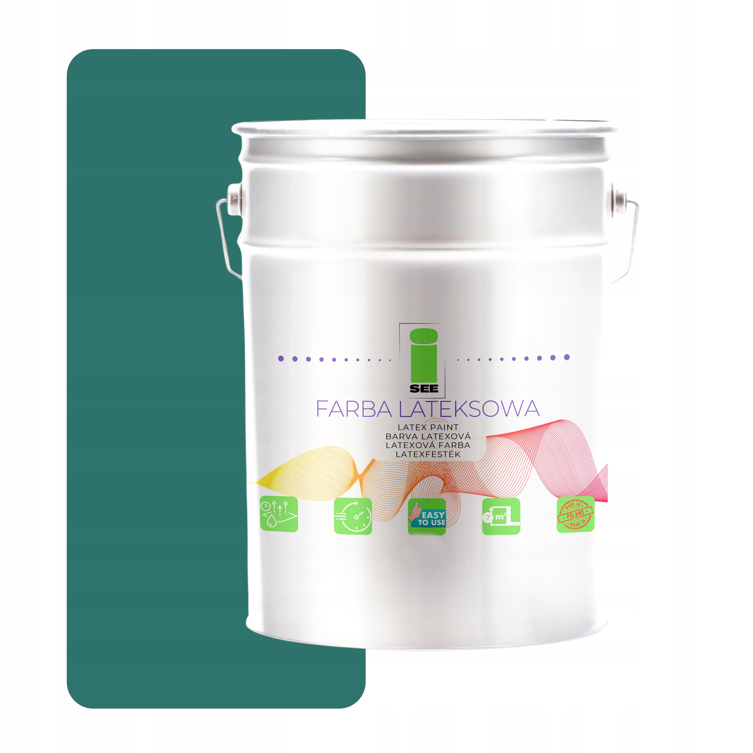 Latexová Farba Na Steny, Priedušná, Hypoalergénna, Zelená Tyrkysová, 10 L