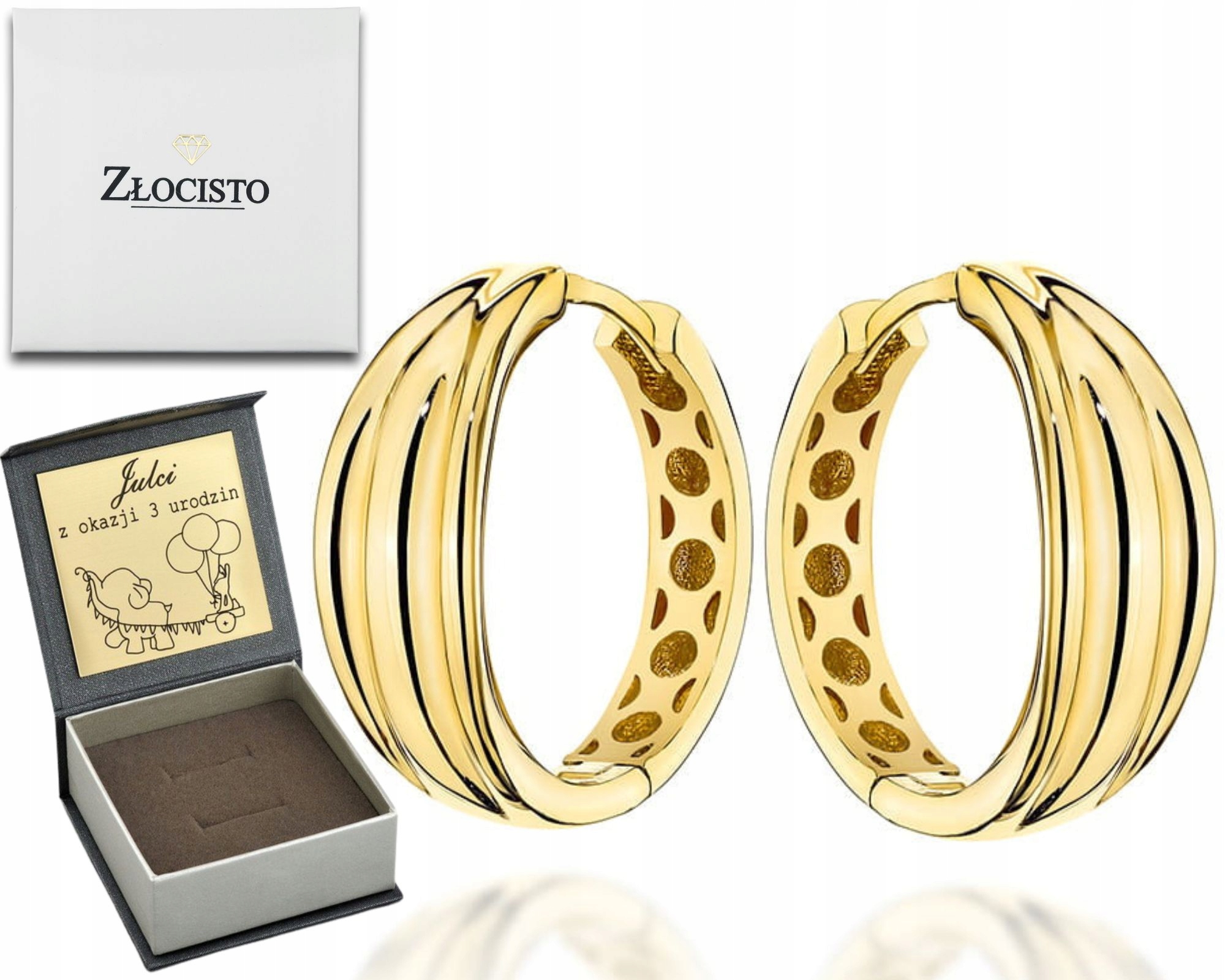 Zlaté Kroužkové Náušnice Zdobené Řezbou, Gravírování Ze 14K Zlata Ryzost 585 Dárek Gravírování