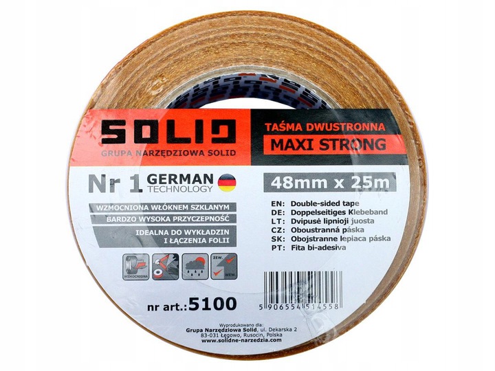 

Taśma Dwustronna Maxi Strong Solid 48mm x 25m