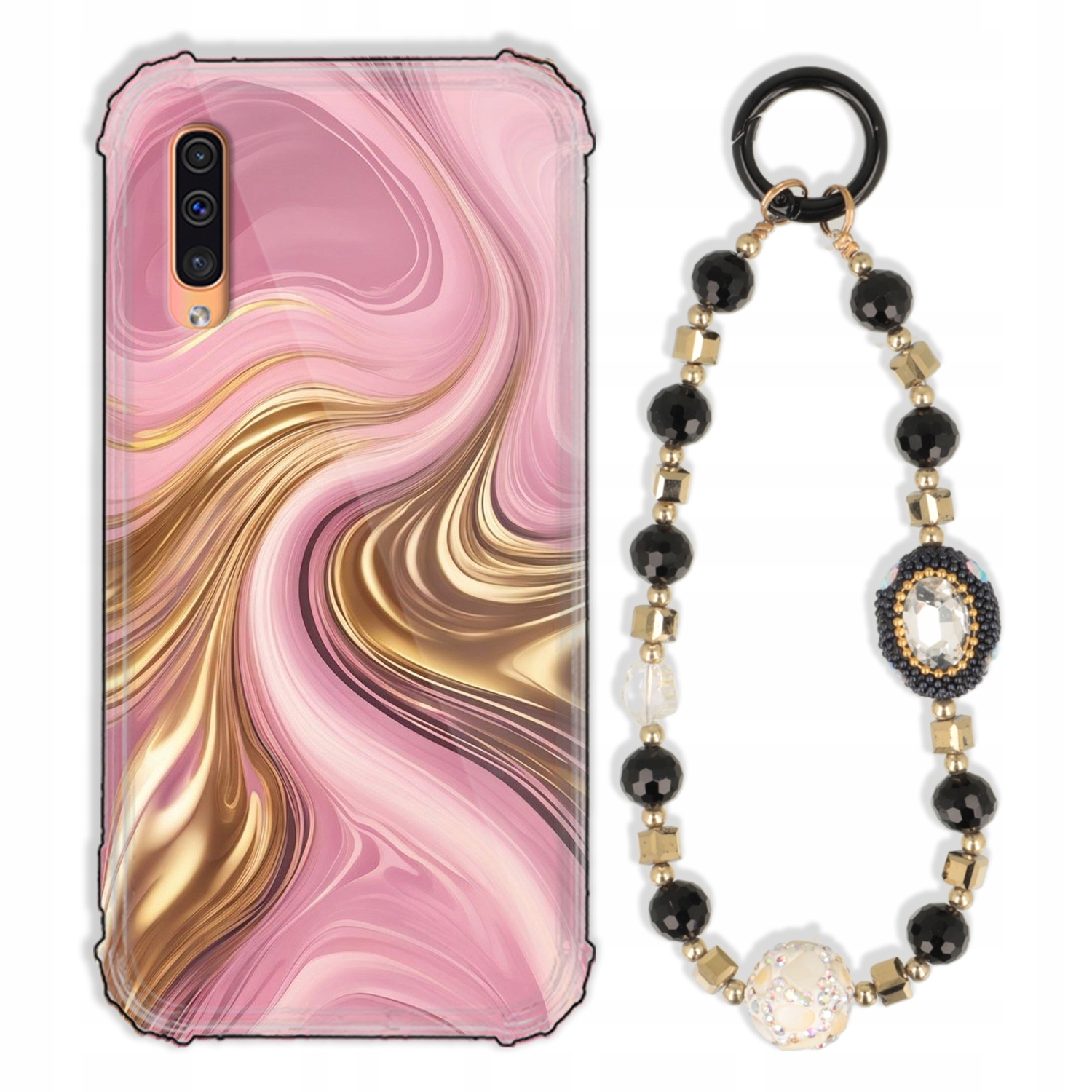 Puzdro Pre Samsung A50 Case Antishock Zirkóny Čierno Zlaté|odolné|pevné