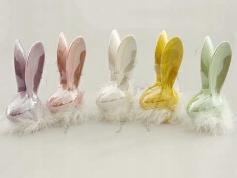 Minimalistický – keramický zajíc 6 Ks peříčka 13 cm TG54216-MIX