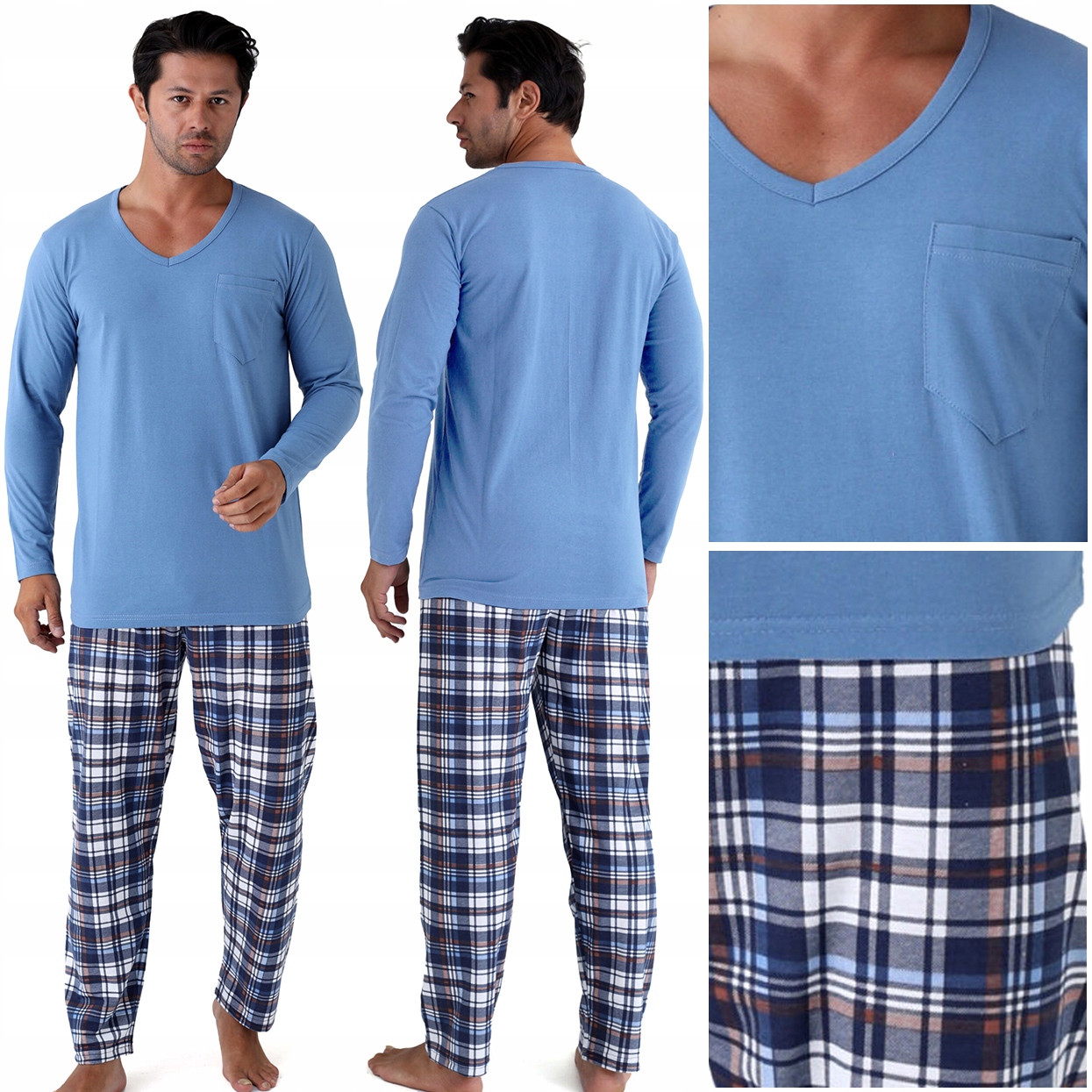 Pánské pyžamo Komplet na zimu s dlouhým rukávem 100% Bavlna 3XL