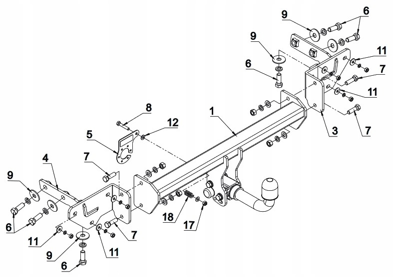 HAK HOLOWNICZY J13A+MODUŁ7/13PIN JEEP COMPAS2MP II Uciąg 1500 kg