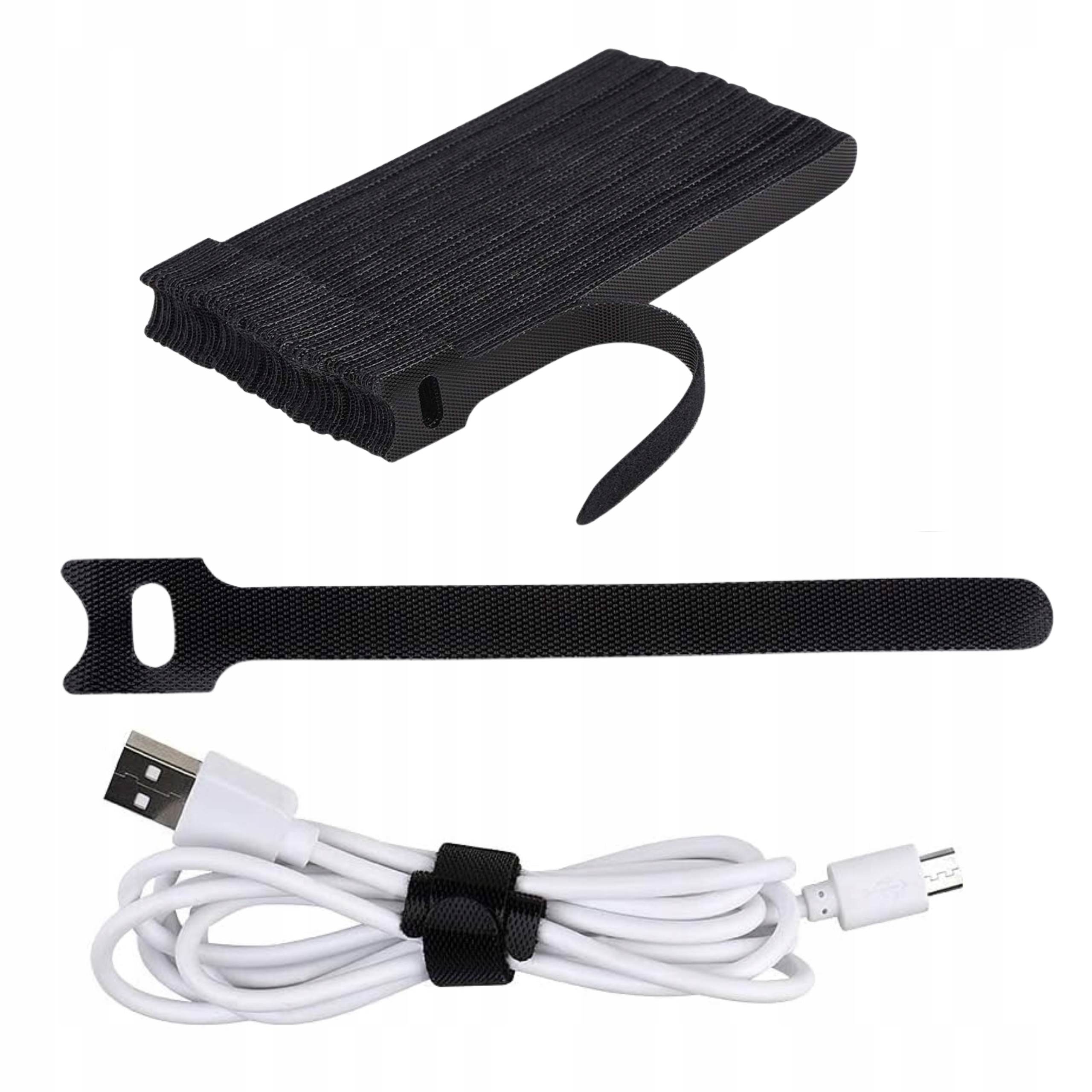 50X Opaski Rzepowe Zaciskowe Organizer Kabli Na Rzep Do Spinania Mocne 25CM