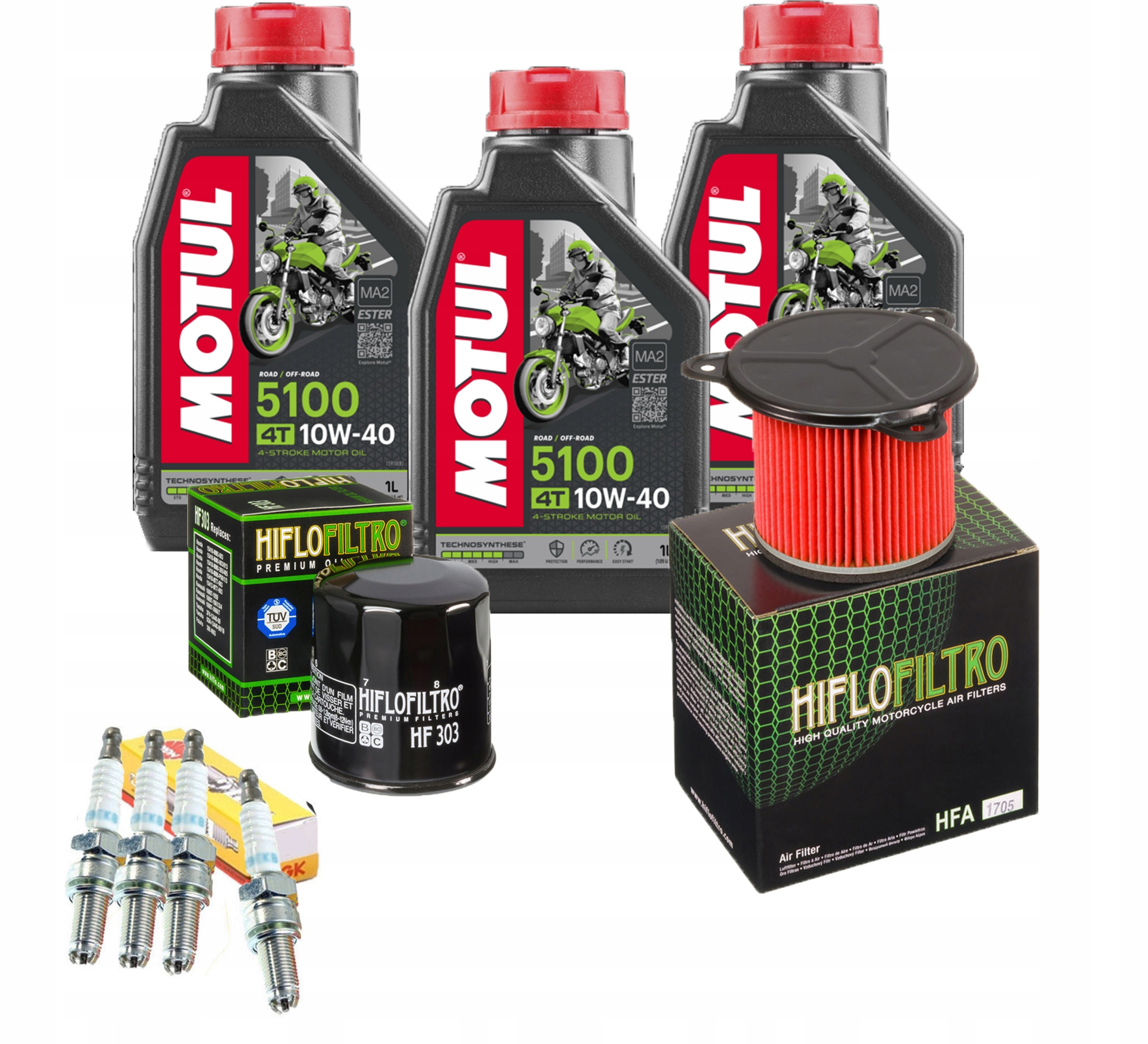 Olej do HONDA XL 600 TRANSALP Motul 5100 10w40 Filtry NGK Świece