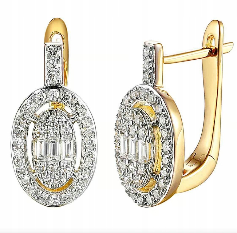 Ekskluzywne Złote Kolczyki Z Diamentami 14K