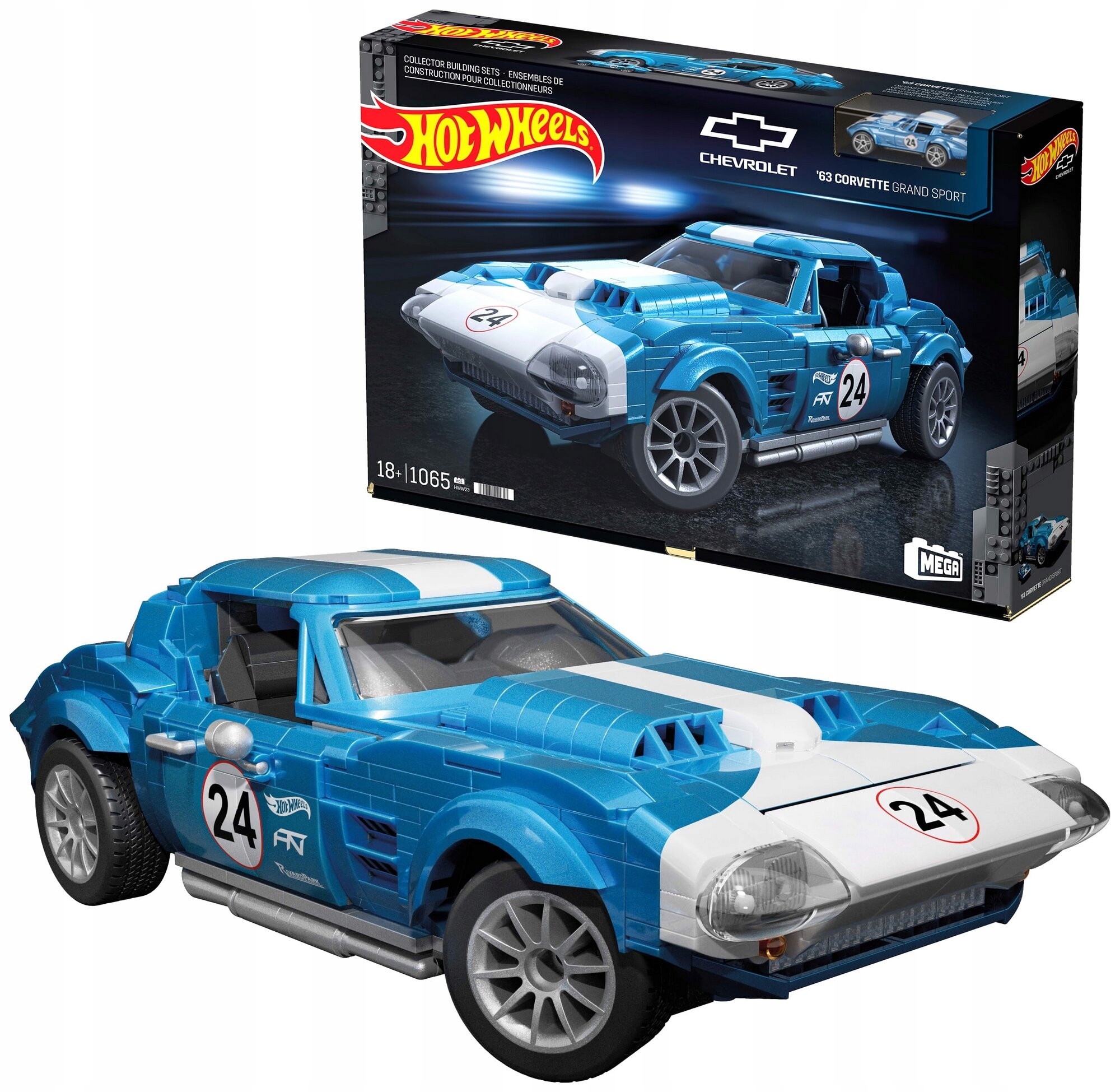 Klocki plastikowe Hot Wheels Corvette Grand Sport 1963 HWW23