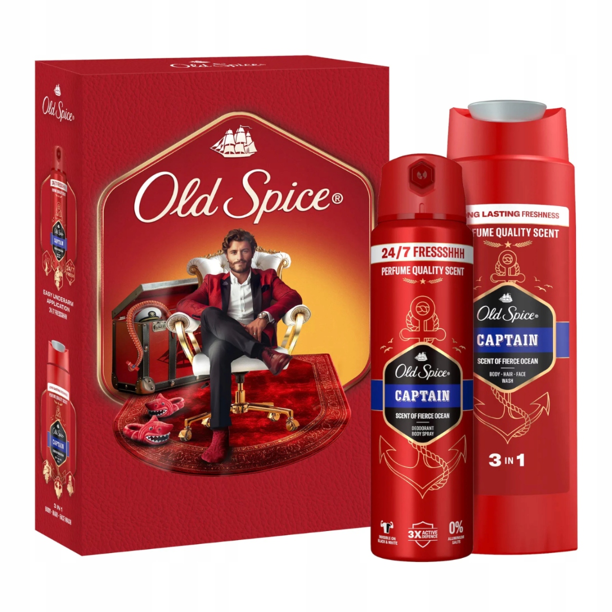 Old Spice Captain dárková sada deodorantu a gel