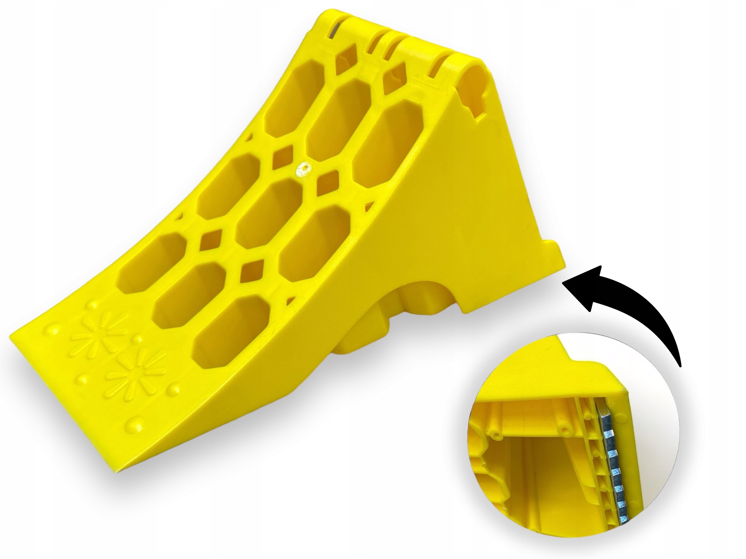 MOCNY KLIN BLOKADA STOPER POD KOŁO Z METALEM BUS