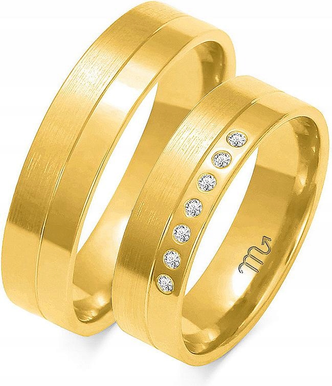 Zlatý snubní prsten pro pár 585, velikost 14 15 16, dámská pánská kolekce