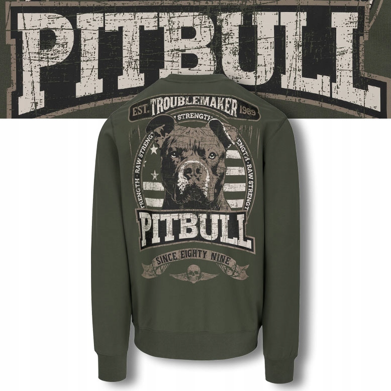 Męska Bluza Pitbull Klasyczna Bluza Crewneck z Nadrukiem Troublemaker