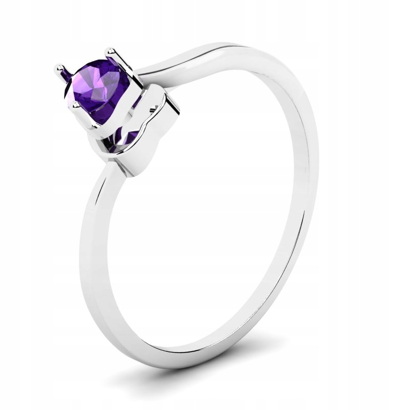 

Pierścionek Białe Złoto Serce Z Fioletową Cyrkonią