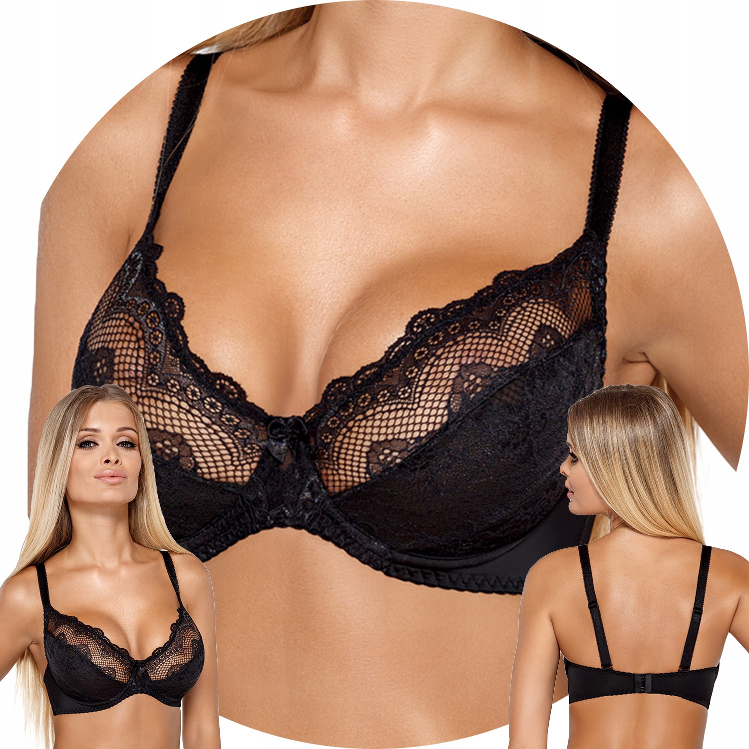 PariPari Cassi Maxi měkká černá krajková podprsenka 90E