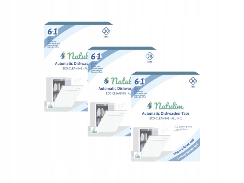 3 x Natulim Eko tabletki do zmywarki 6w1 30 sztuk