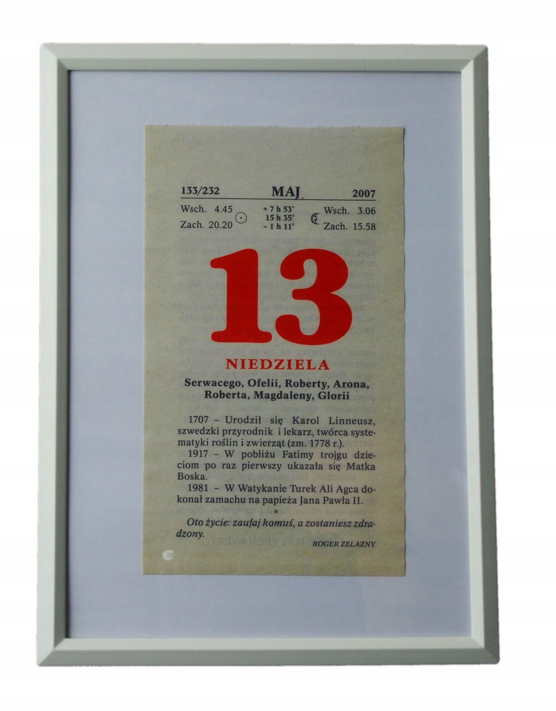 

Ramka stojąca wisząca 13x18 do kartki kalendarz