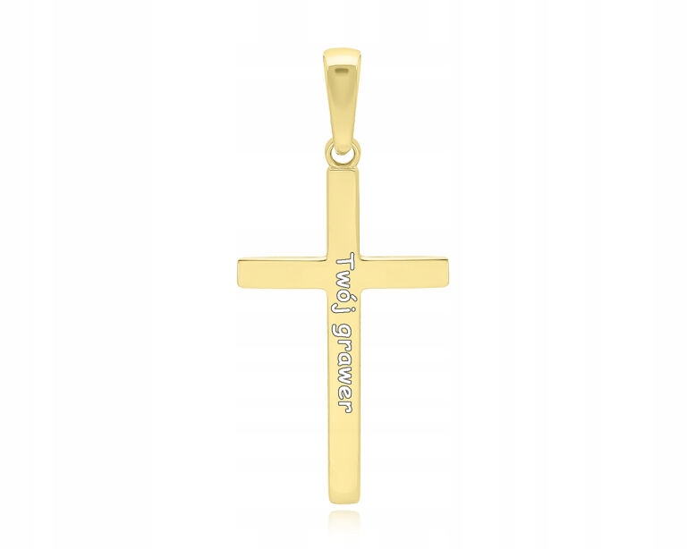 Zlatý hladký křížek na Řetízek Gravírování Kříž pr. 585