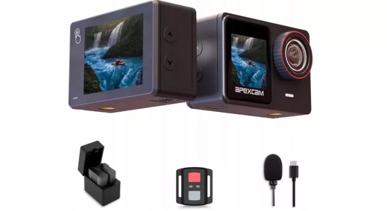 Apexcam X80PRO Kamera Z Podwójnym Ekranem, 4K60FPS, 48 Mp, Ultra Hd, Wifi