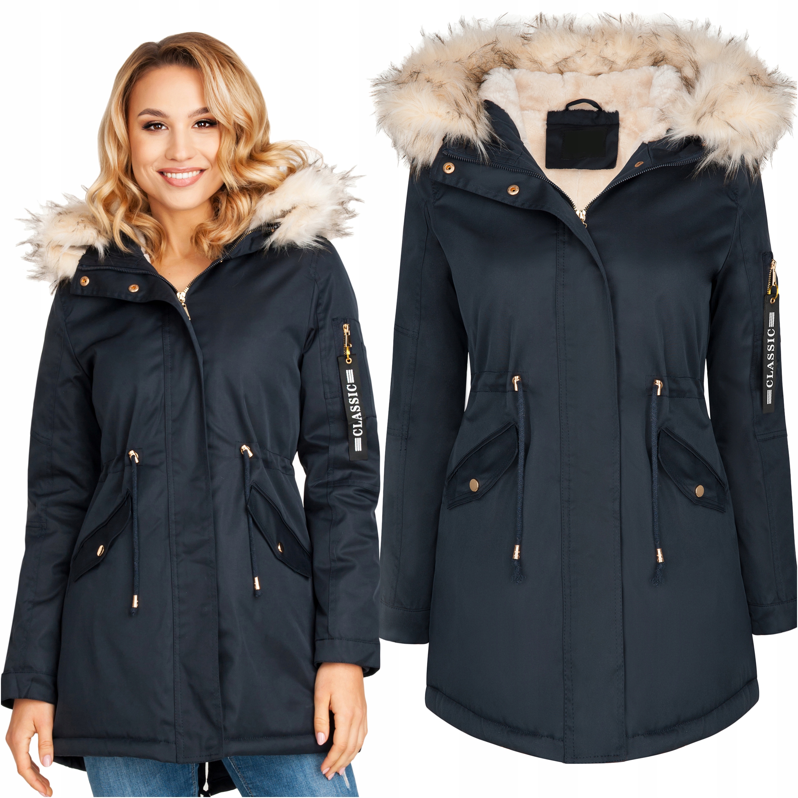 

Kurtka Zimowa Damska Parka Długa Z Futerkiem S-xxl