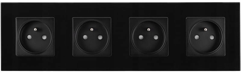 Kontakt Elektrická Zásuvka Se Skleněným Kolíkem FI60 Čtyřnásobná 4x1 Černá