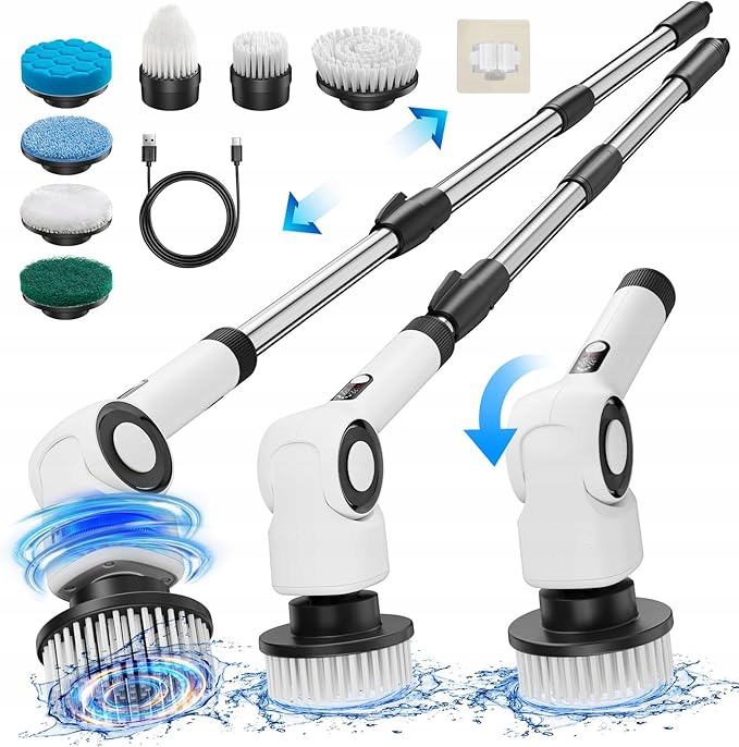 Elektrický Rotační Kartáč Spin Scrubber Mop Na Čištění Sada 7V1