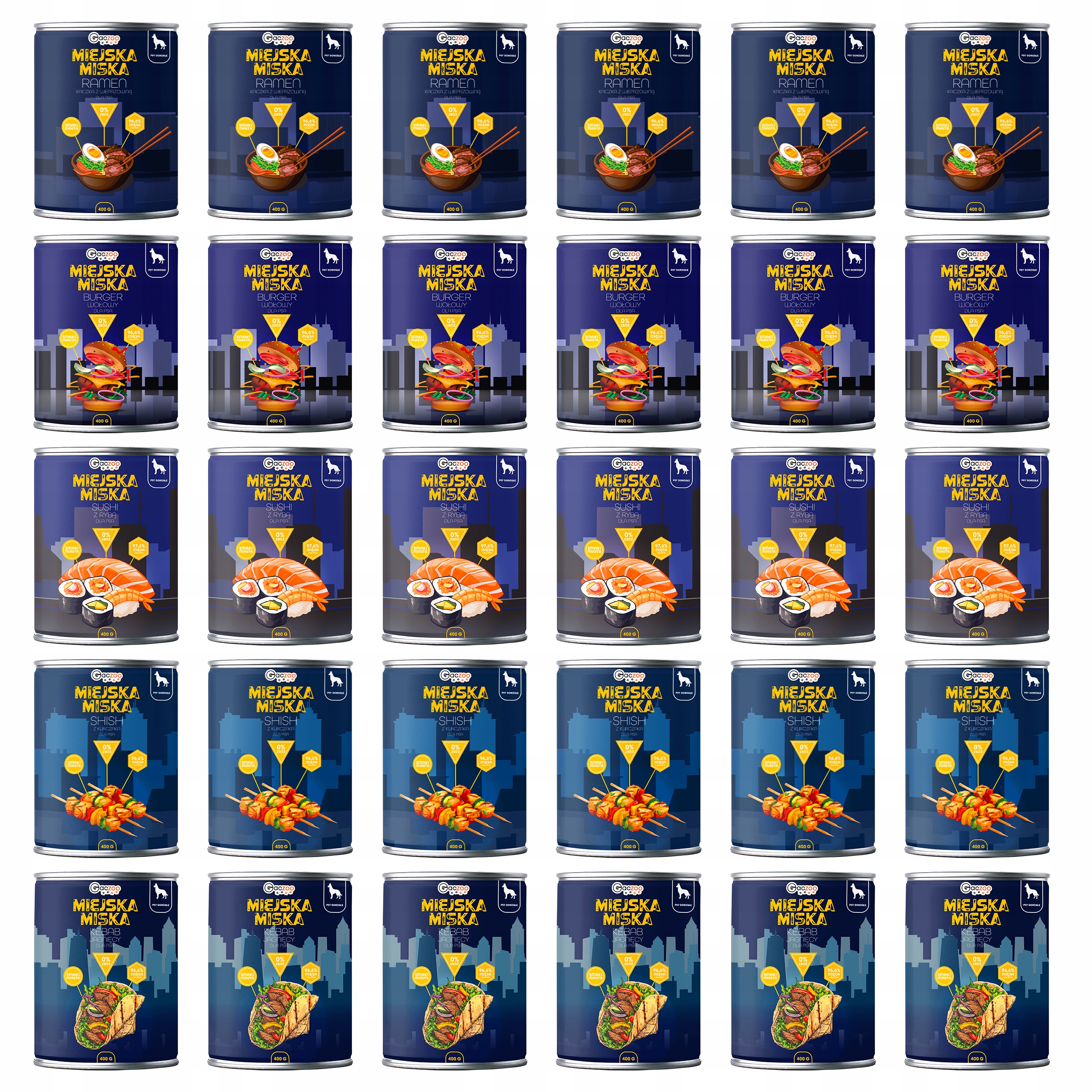 Levně Gaczoo Městská miska bezobilná krmivo mokré pro psa Mix chutí 30 x 400 g