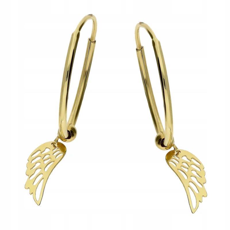 dámské zlaté náušnice 585 kolečka s závěsnými křídly 20 mm 1,28 g