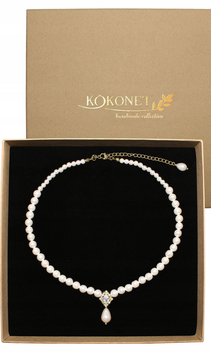 Zlatá kolia s perlami a zirkony Vintage klasik Svatební šperky vyrobené