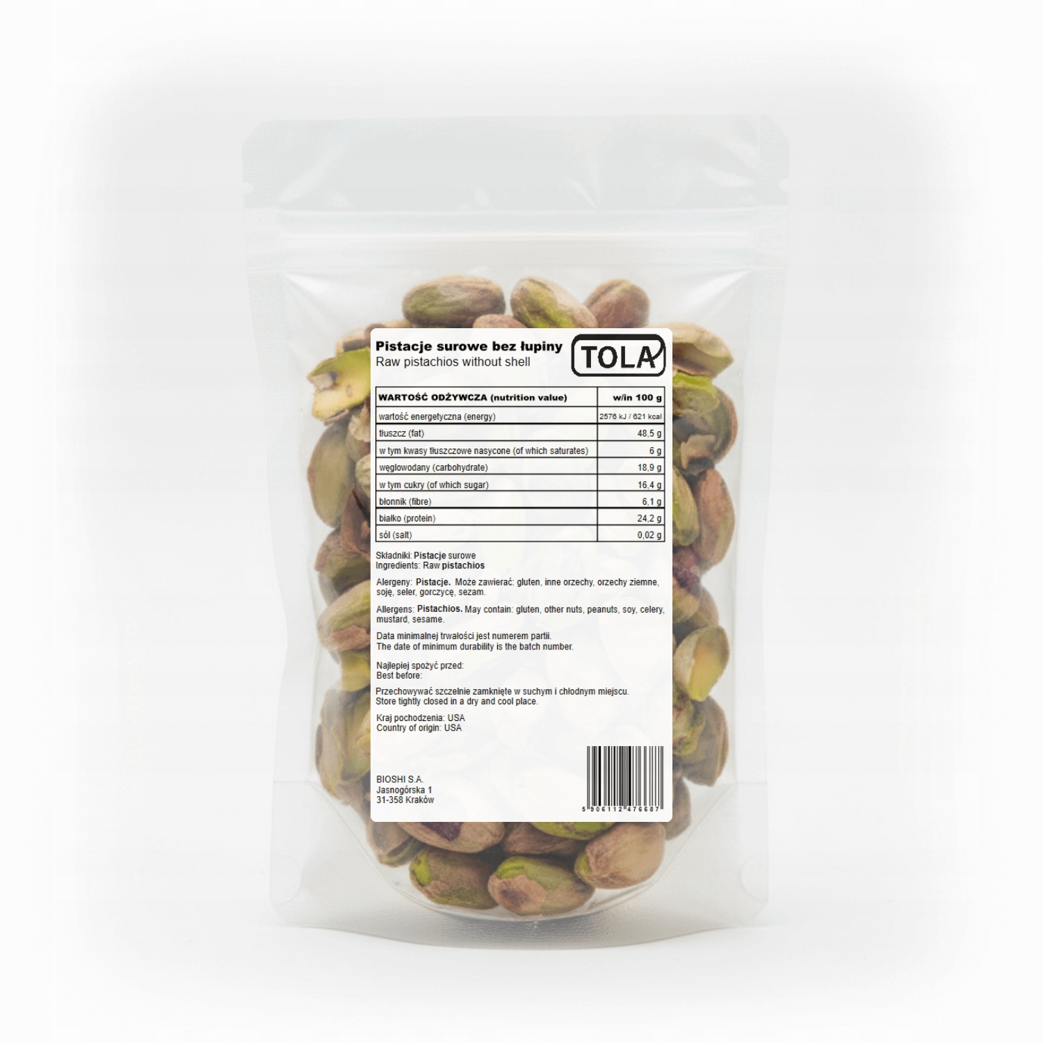 Levně Surové pistácie bez skořápky 5 kg – přírodní, vysoká kvalita Tola