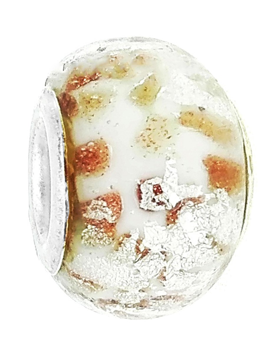 

Zawieszka beads - biała w błyszczące plamki