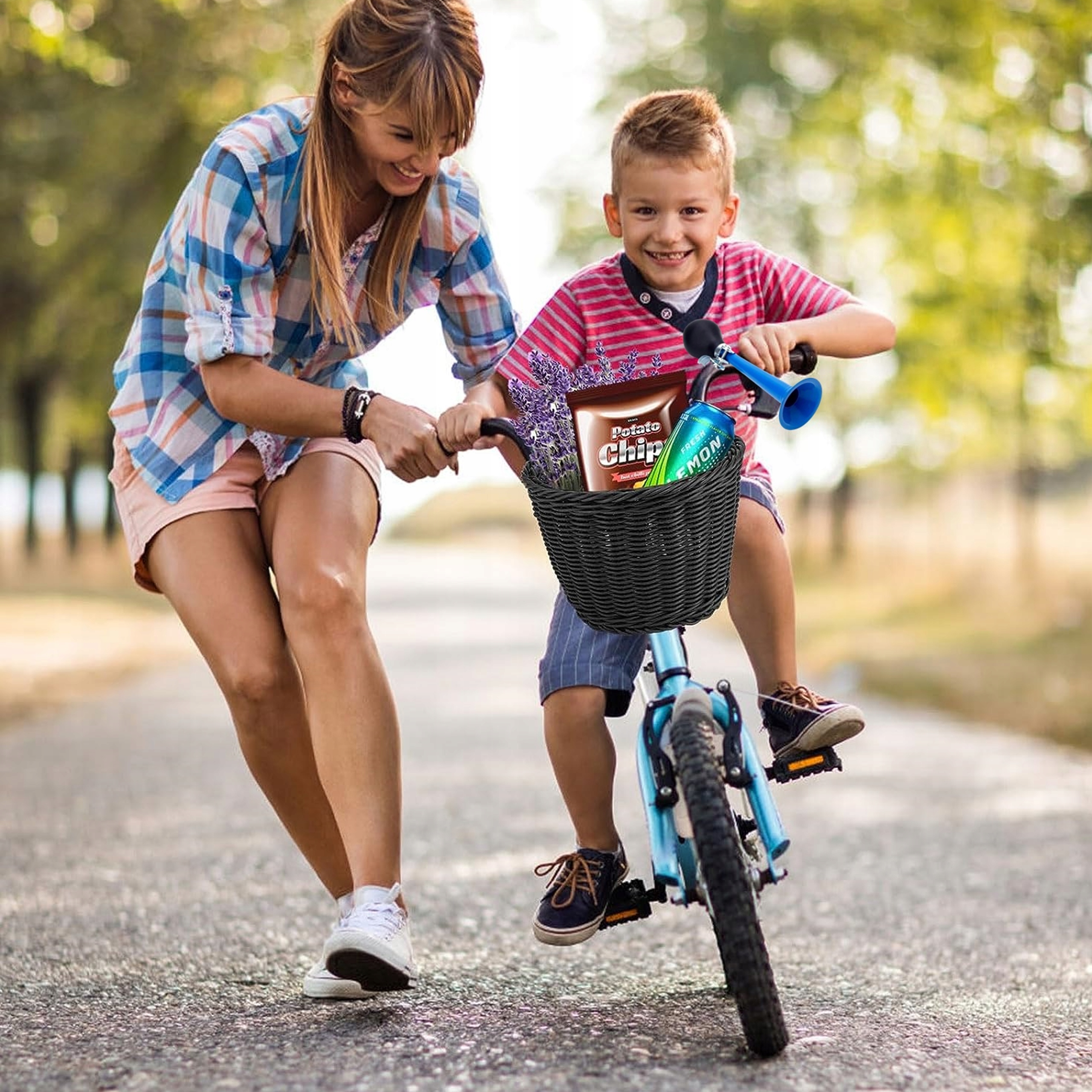 KOSZYK NA ROWER HULAJNOGE TRĄBKA ZESTAW DLA CHŁOPCA DZIECI KOSZ KIEROWNICE Marka inna marka