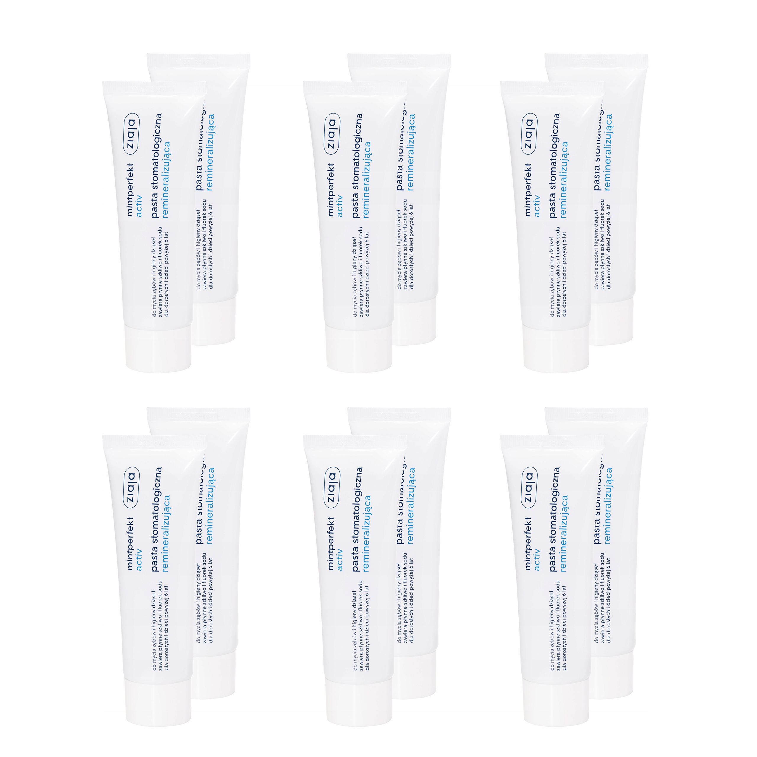 12x Pasta do zębów remineralizująca Ziaja Mintperfekt Activ 75 ml