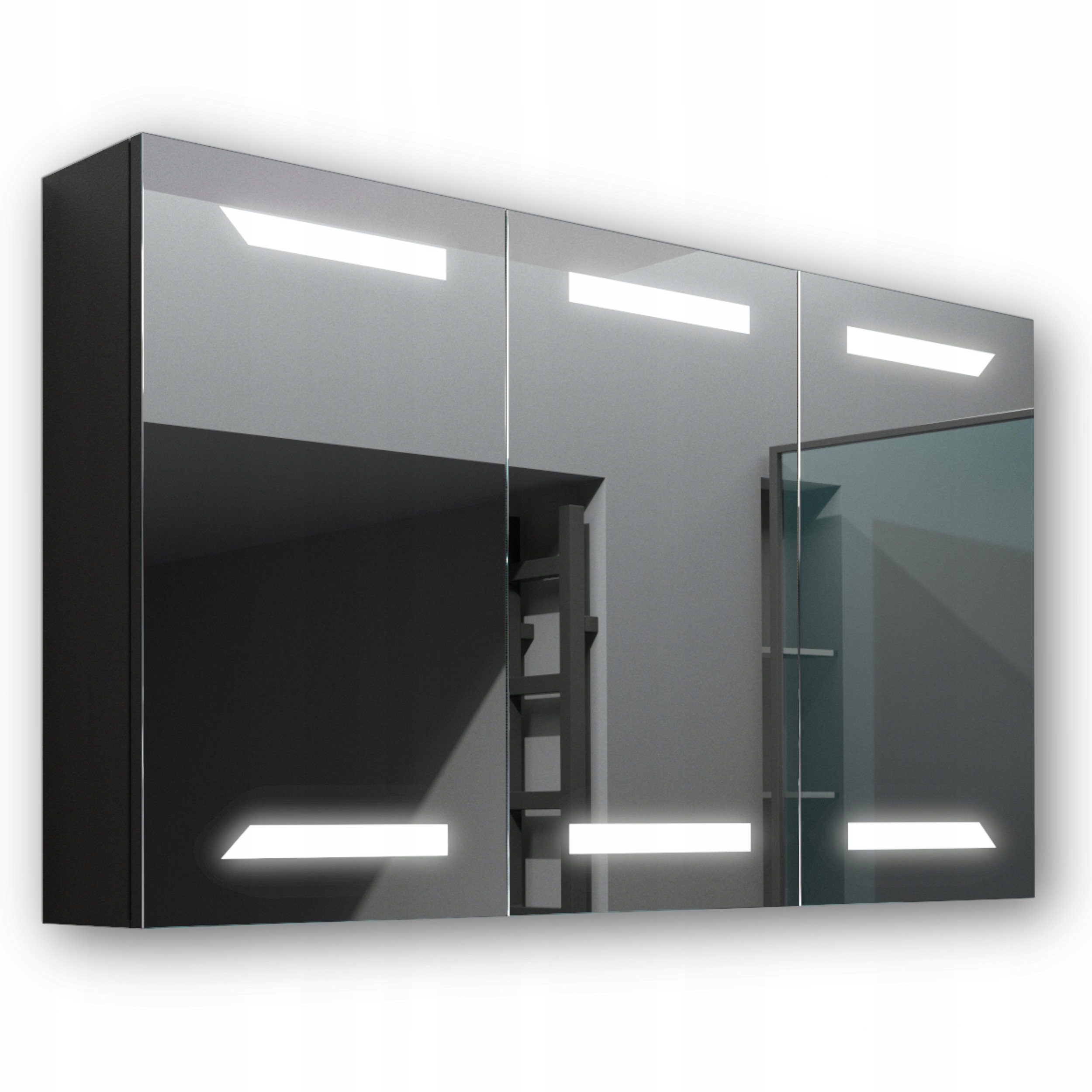 Dřevěná skříňka 120x70 Led zrcadlo Loki Černá