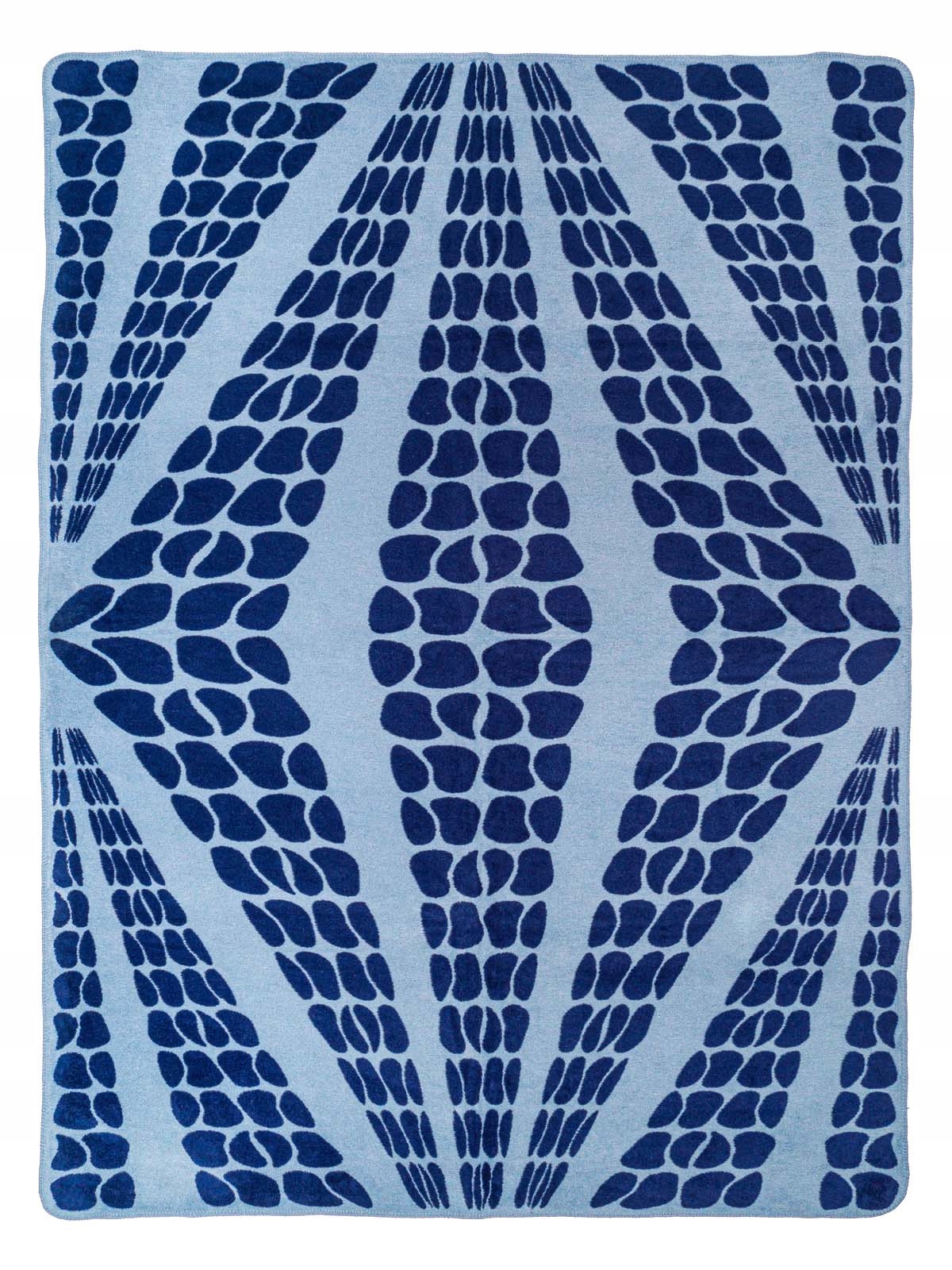 Bavlněno-akrylová deka 150x200 tmavě modrá s geometrickými liliemi