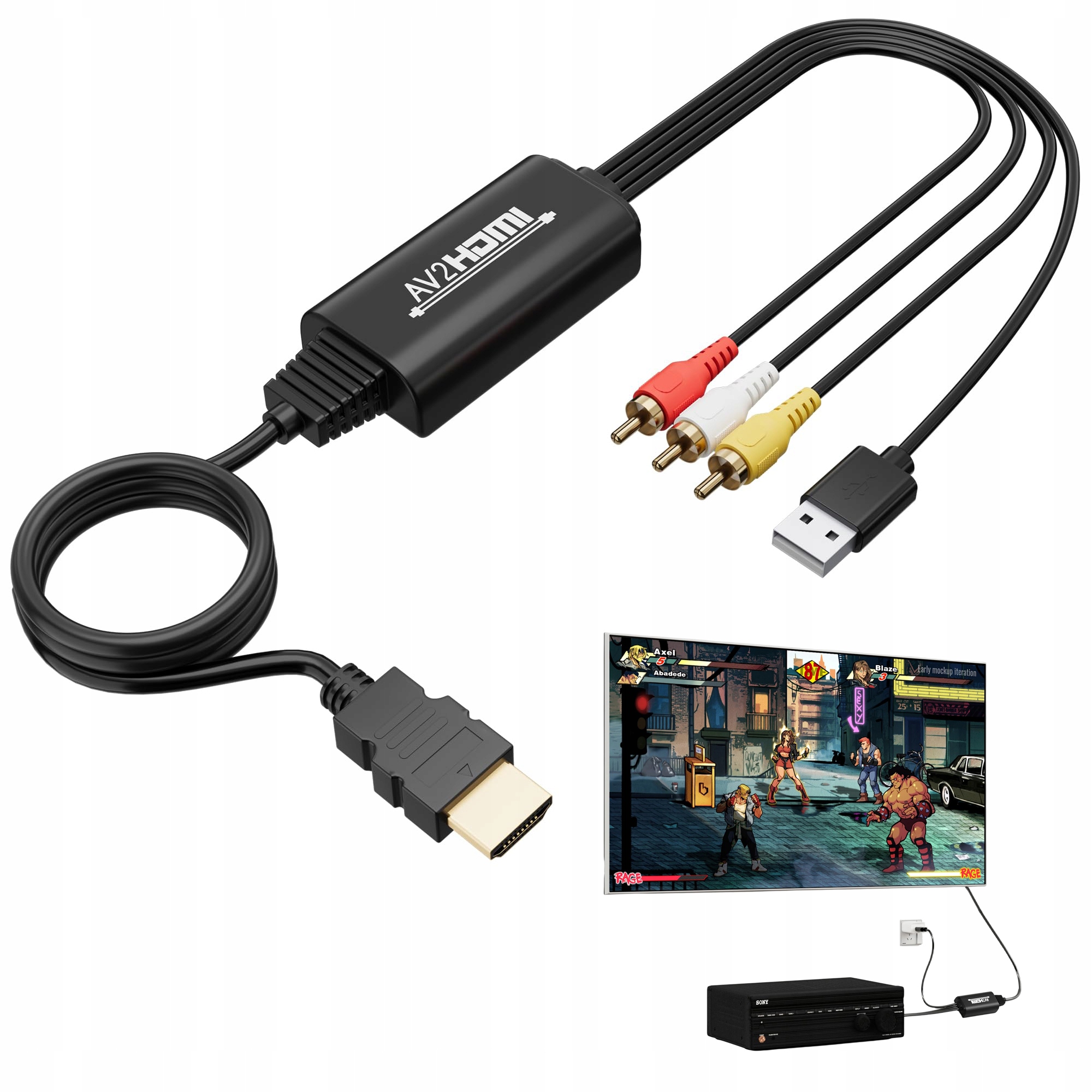 AV к HDMI конвертер адаптер конвертер RCA CVBS евро композитный